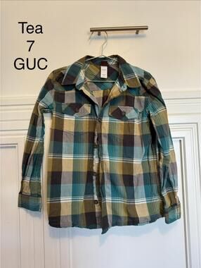 Tea Collection Plaid Button-Up Shirt Size 7